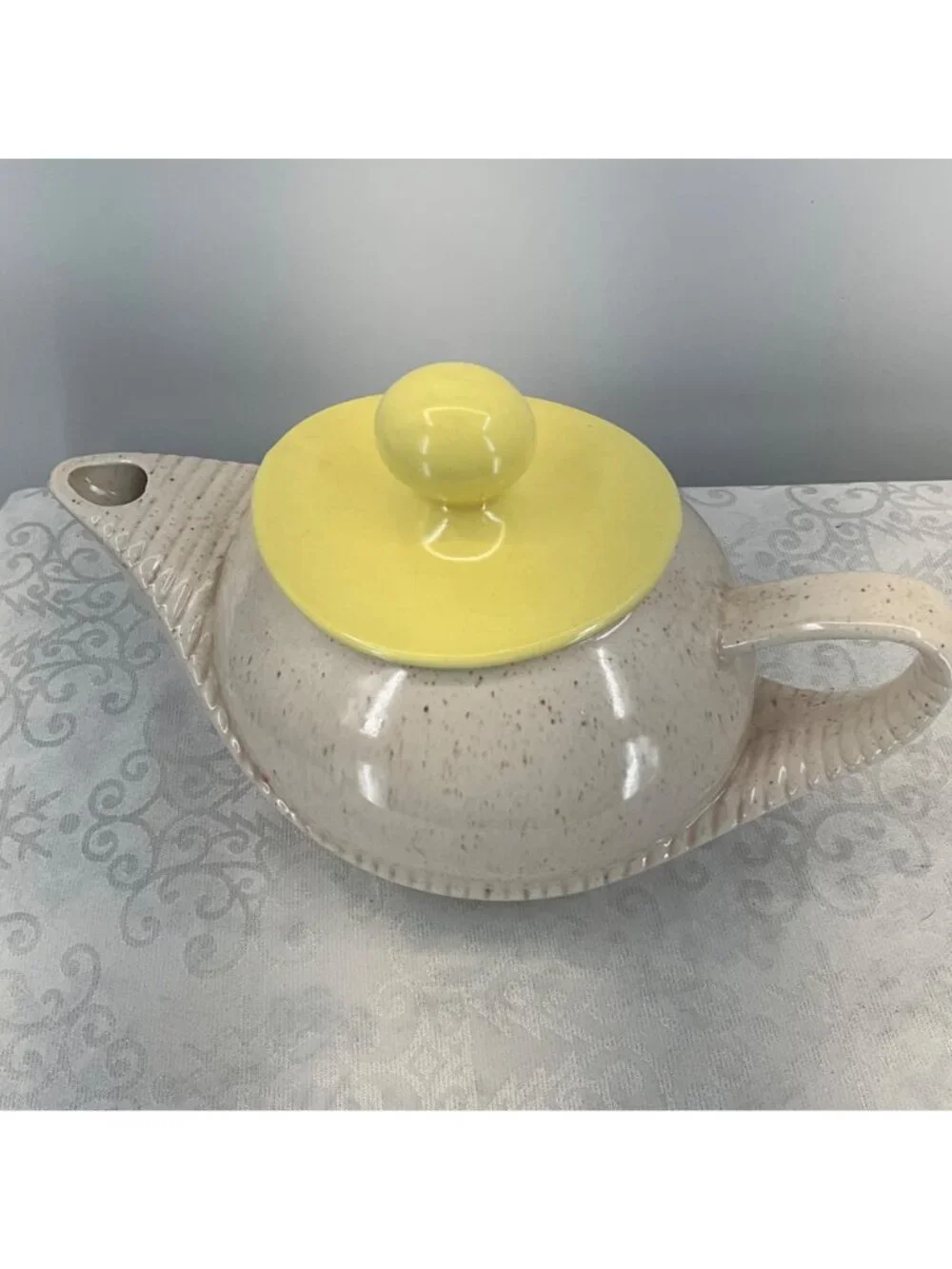Vintage MCM Aladdin Genie Teapot Yellow Lid California Style Pottery